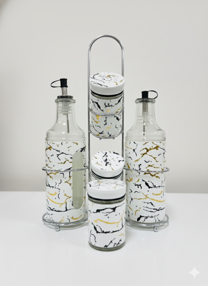 Set de aceiteras y especieros con diseño