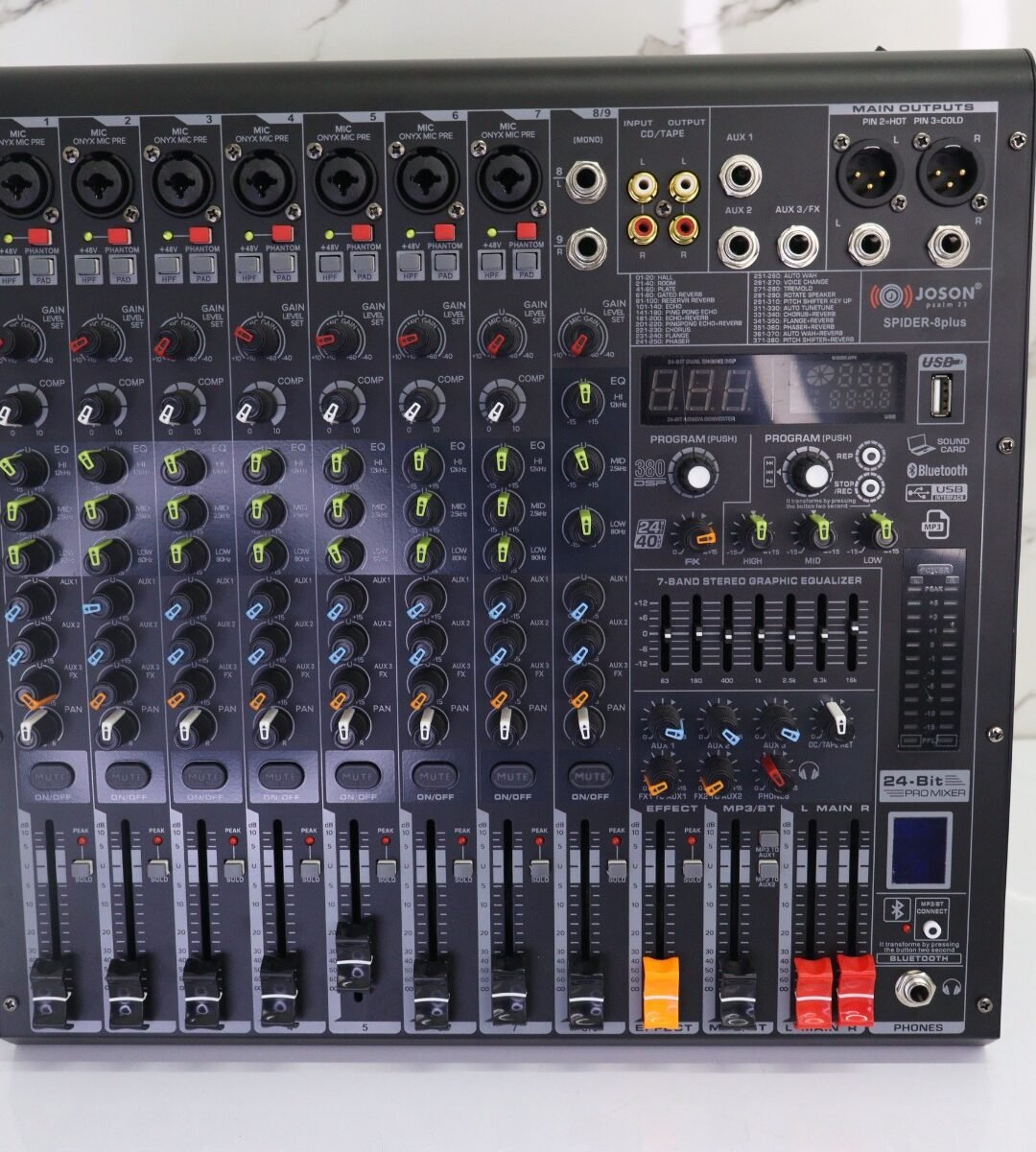 Consola de Mezcla Profesional Joson Spider-8 de 8 Canales con Ecualizador Gráfico y Bluetooth