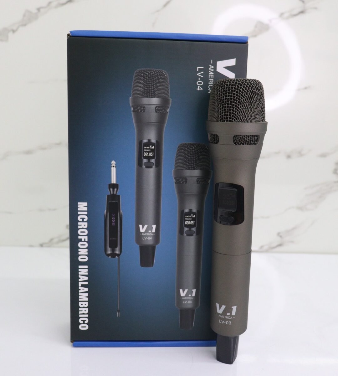 Set de 2 Micrófonos Inalámbricos V.1 LV-04 con Receptor Portátil