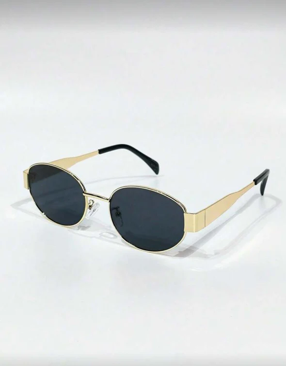 Lentes de Sol Ovalados Estilo Vintage con Montura Cromada