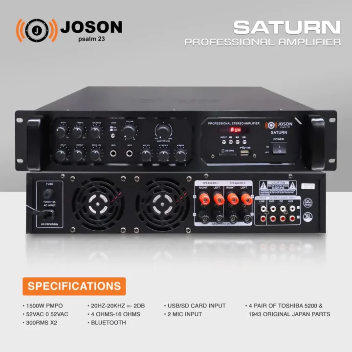 Amplificador (power) de Potencia Profesional Joson Saturn 3000W con USB y Entradas de Micrófono