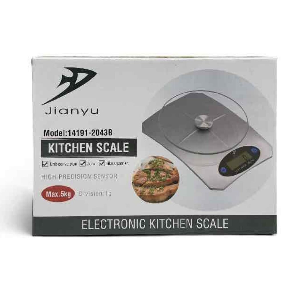 Balanza de Cocina Electrónica Jianyu 5KG con Plataforma de Vidrio (2043B)