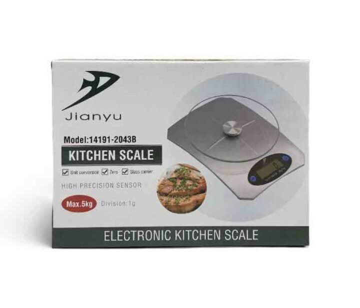 Balanza de Cocina Electrónica Jianyu 5KG con Plataforma de Vidrio (2043B)