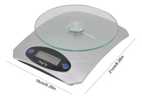 Balanza de Cocina Electrónica Jianyu 5KG con Plataforma de Vidrio (2043B)