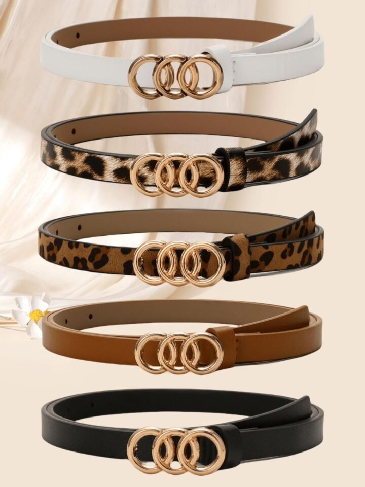 Correa Delgada para Mujer con Hebilla Metálica de 3 Aros