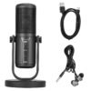 Micrófono de Condensador Profesional CM-01 USB con Base de Escritorio y Auriculares
